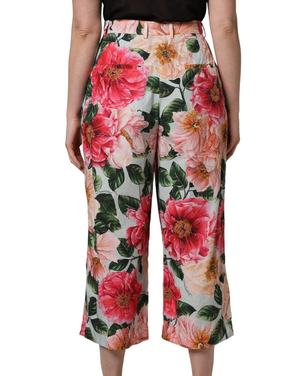 Dolce & Gabbana Multicolor Floral High Waist Cropped Pants