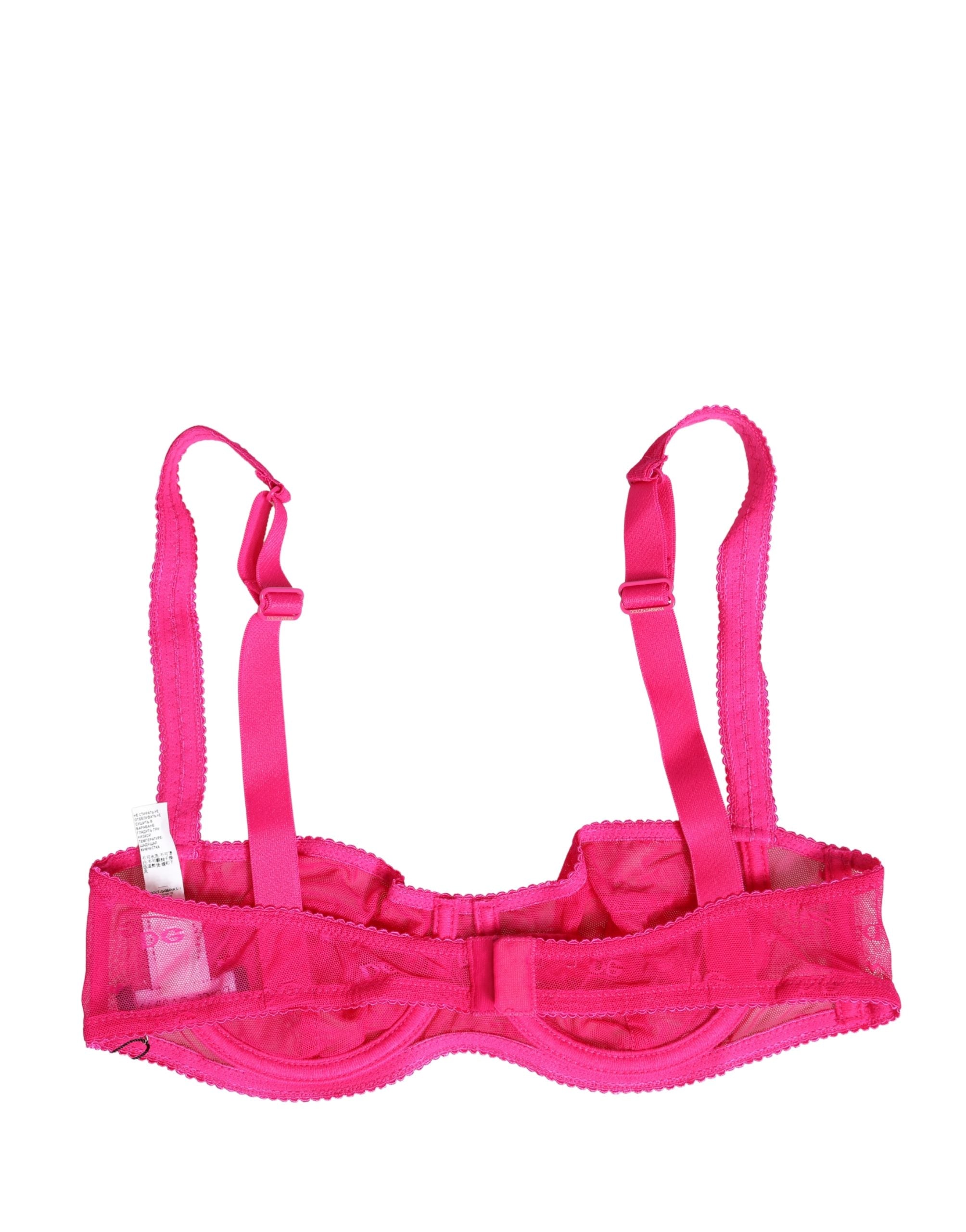 Dolce & Gabbana Pink Lace Mesh Underwire Balconnet Bra Underwear