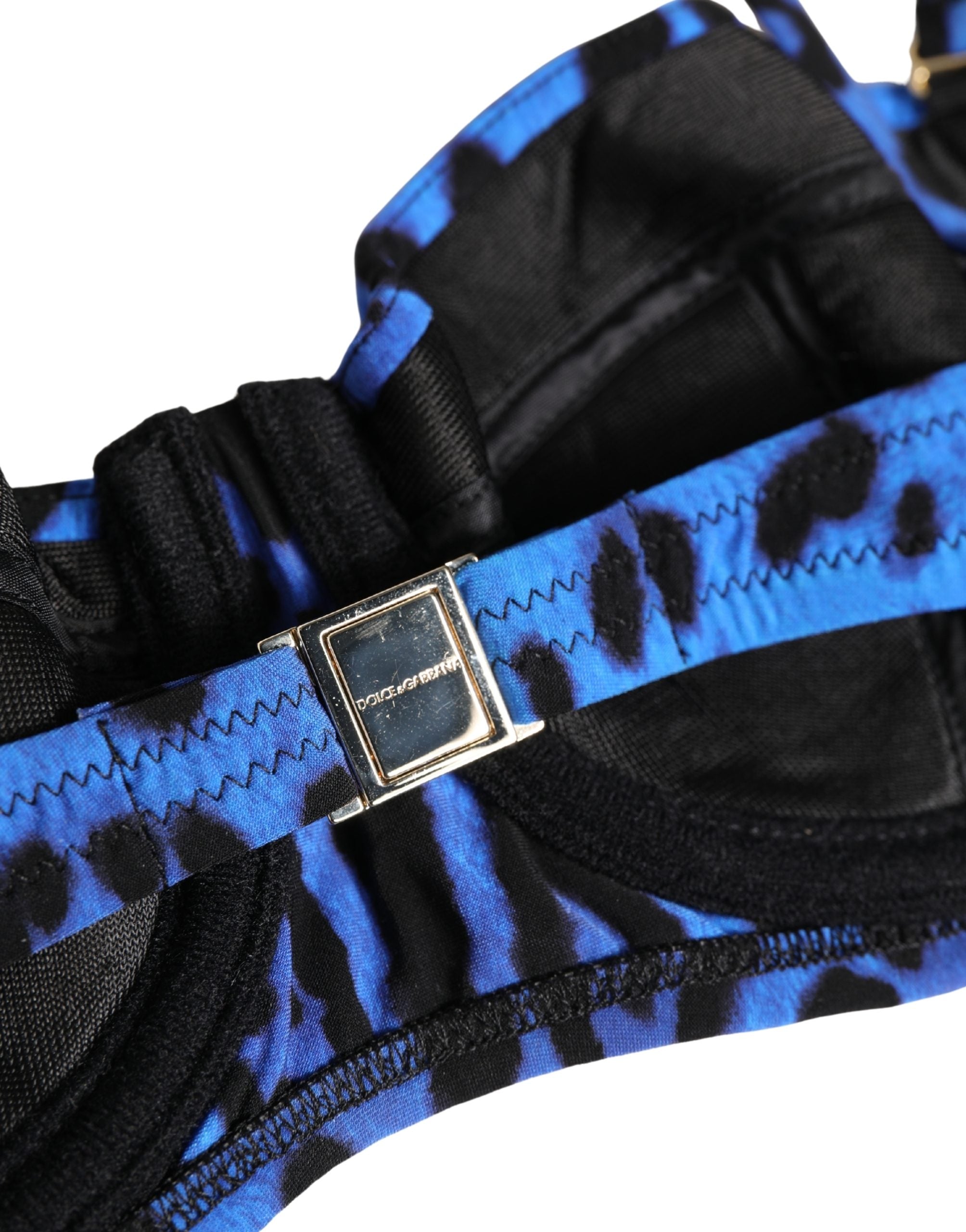 Dolce & Gabbana Blue Leopard Print Padded Balconnet Bra Underwear