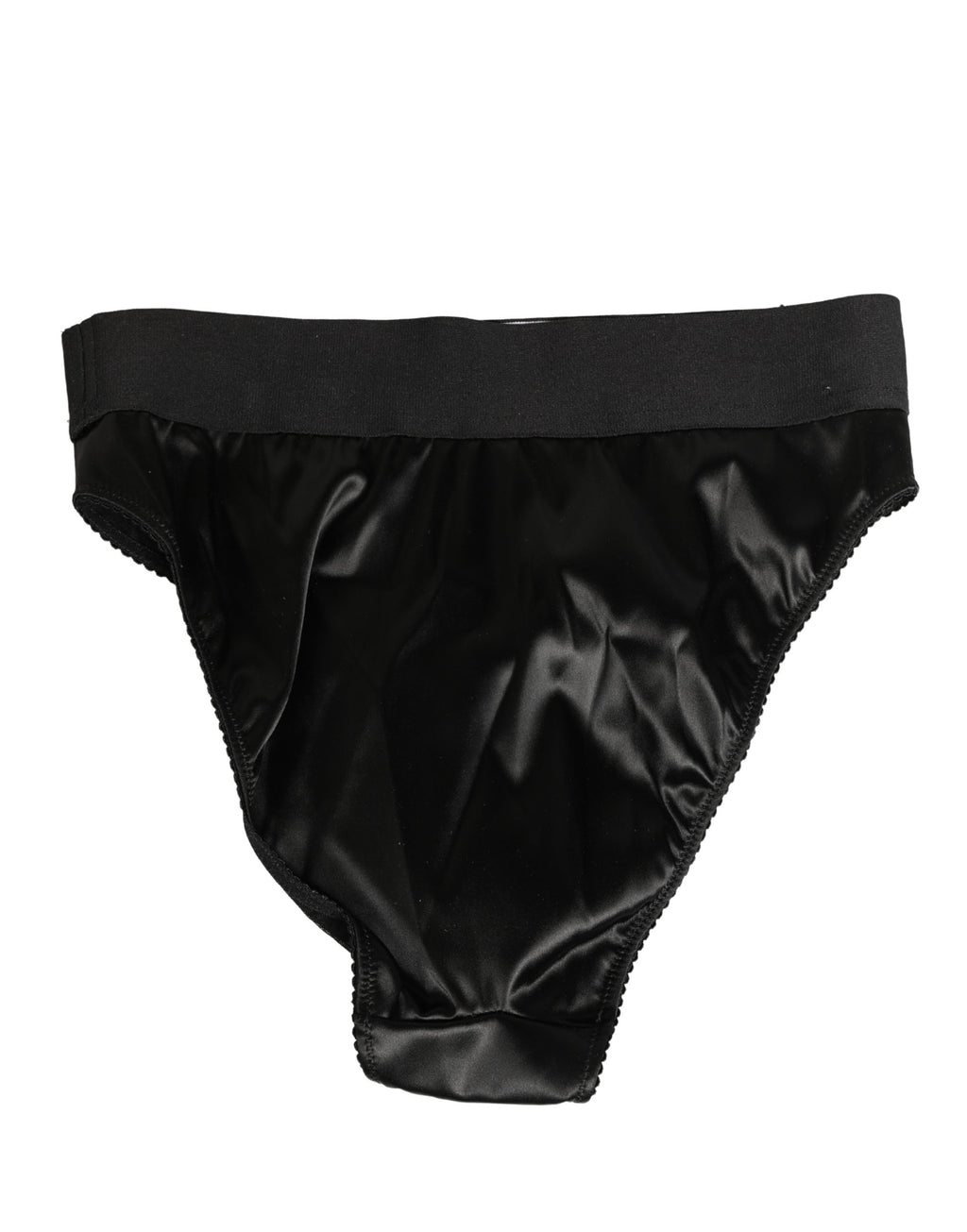Dolce & Gabbana Black Satin High-Waist Brief Logo Women Underwear