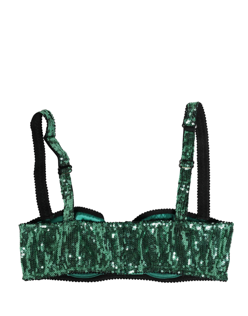 Dolce & Gabbana Green Sequined Nyon Balconnet Bra Underwear