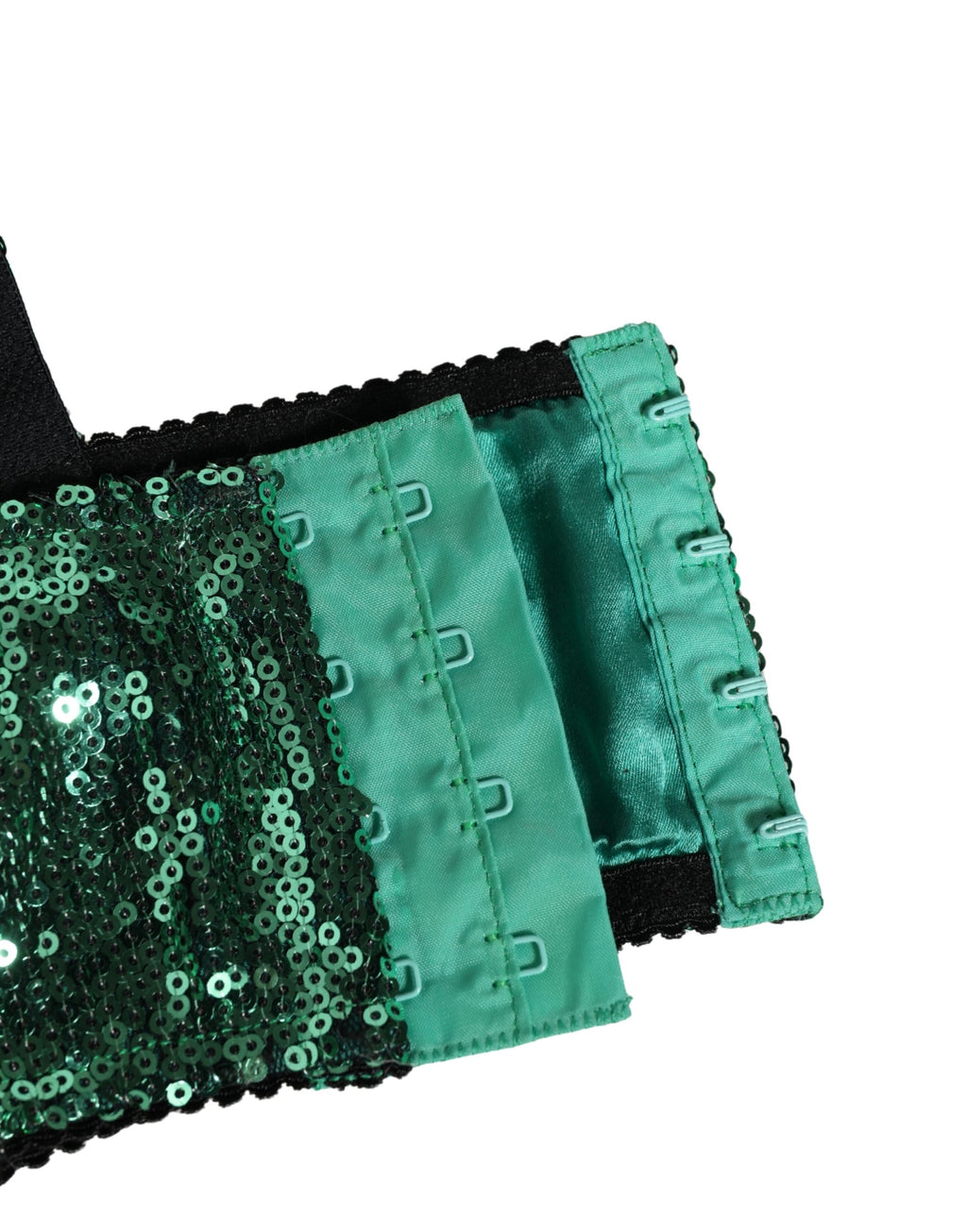 Dolce & Gabbana Green Sequined Nyon Balconnet Bra Underwear