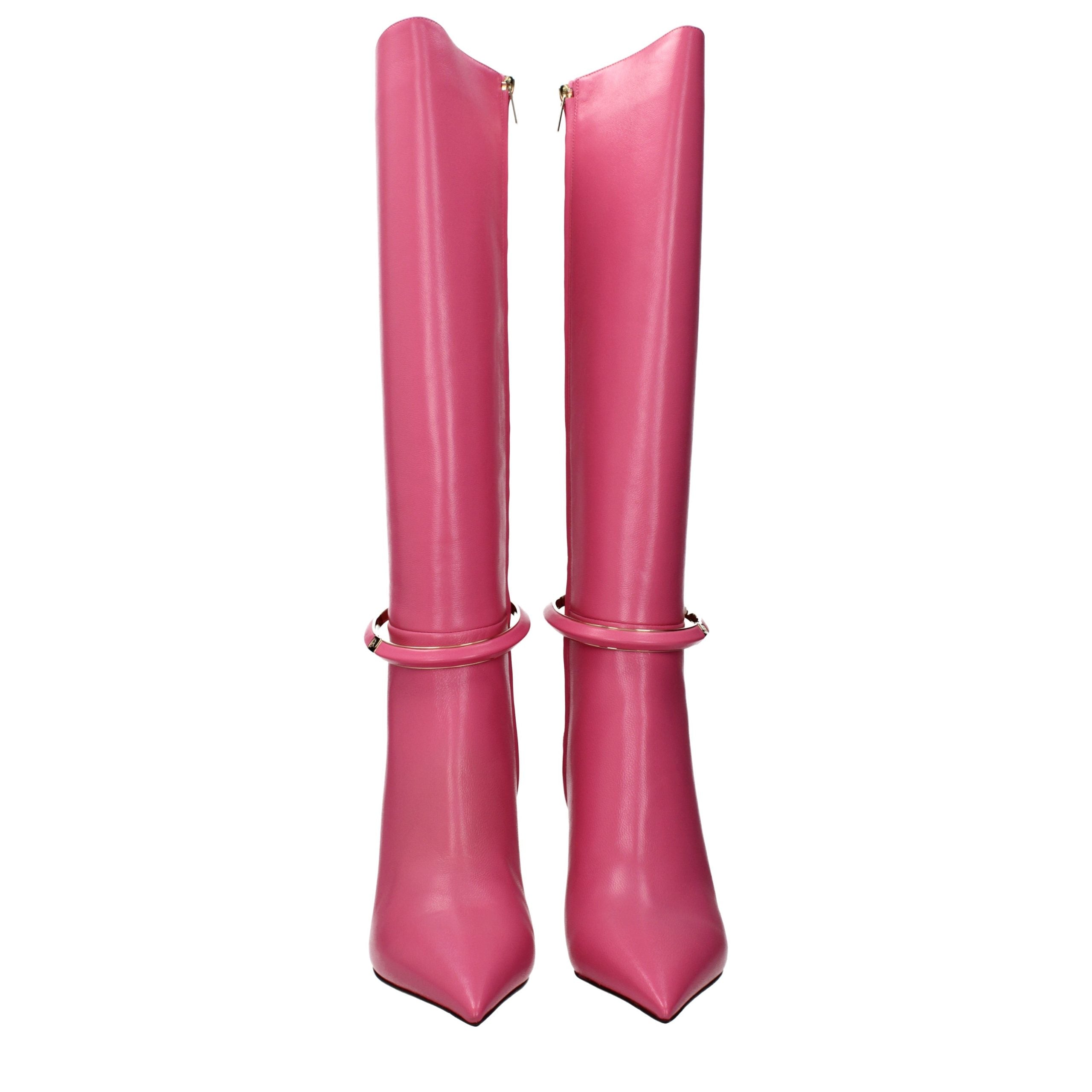 Jimmy Choo Pink Leather High Heel Boots