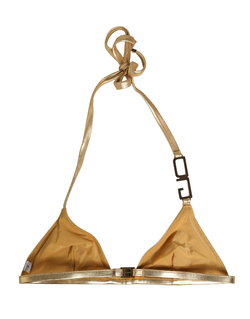 Dolce & Gabbana Gold-Tone Triangle Bikini Top DG Logo Swimwear