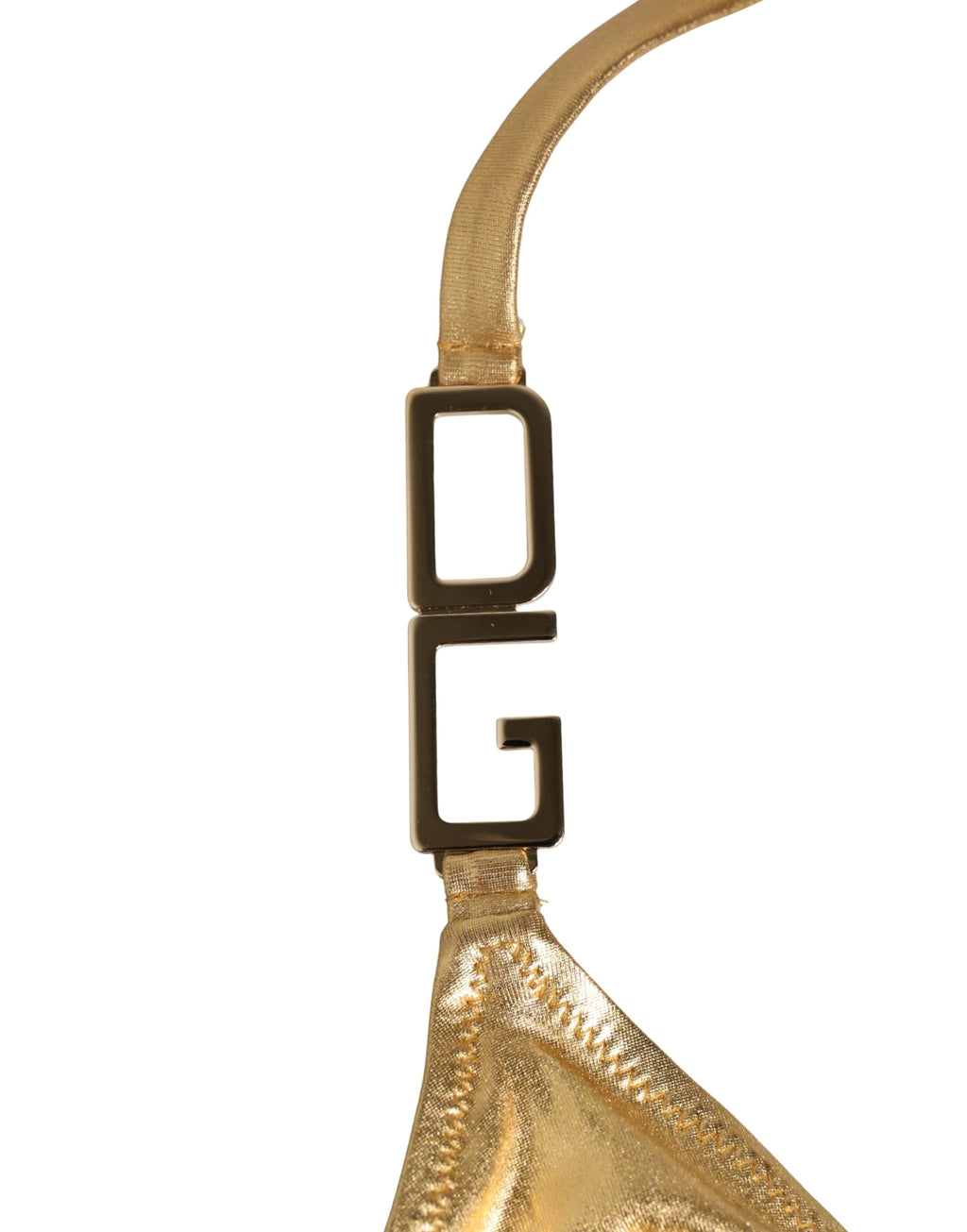 Dolce & Gabbana Gold-Tone Triangle Bikini Top DG Logo Swimwear