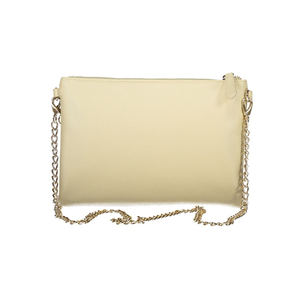 Mario Valentino Beige Polyurethane Women's Bag with Removable Chain Shoulder Strap