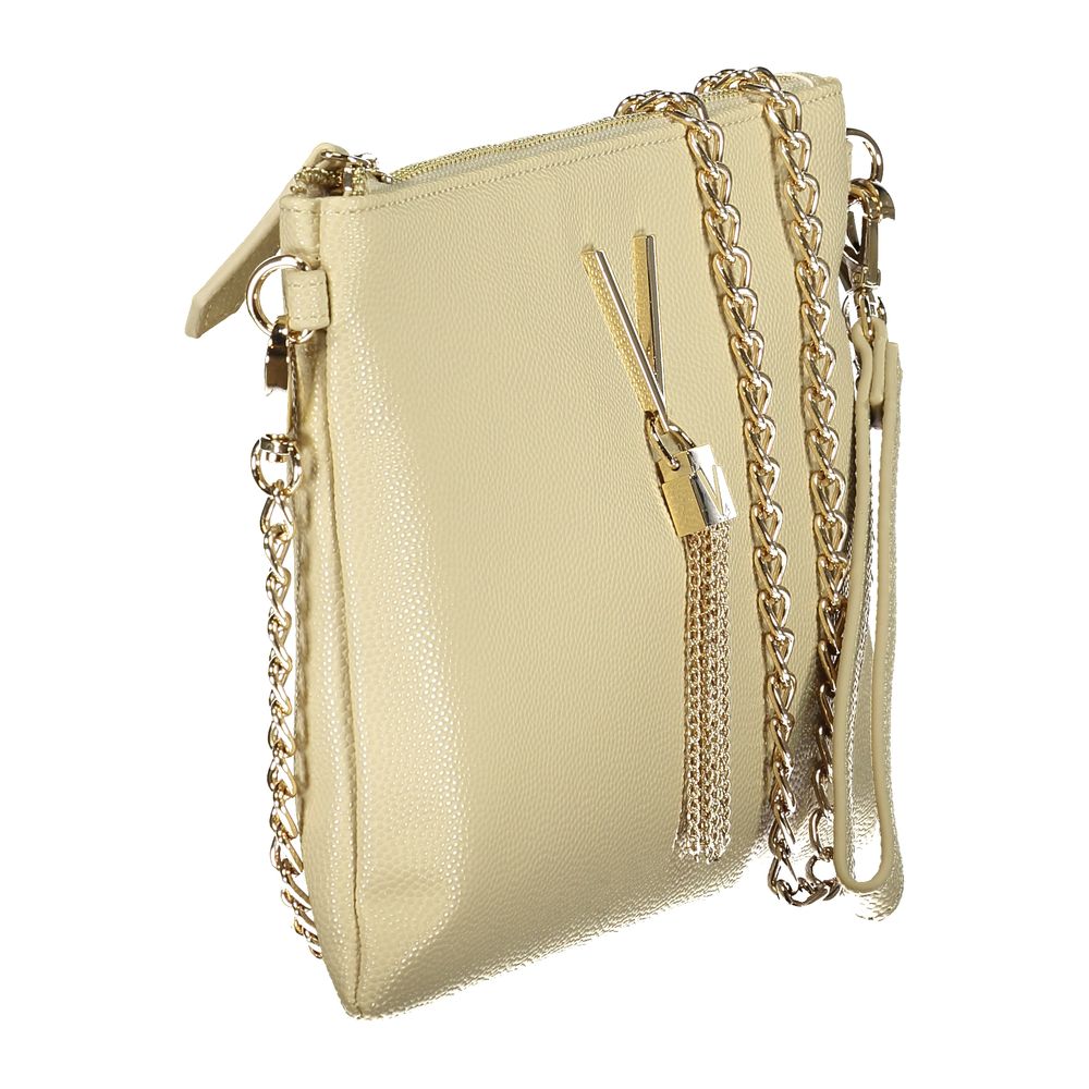 Mario Valentino Beige Polyurethane Women's Bag with Removable Chain Shoulder Strap