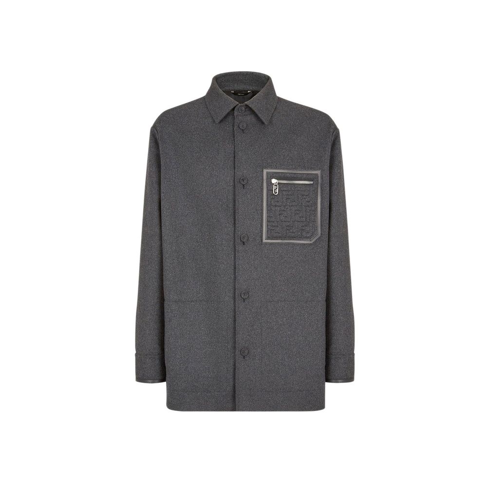 Fendi Gray Cashmere Full-Length Jacket
