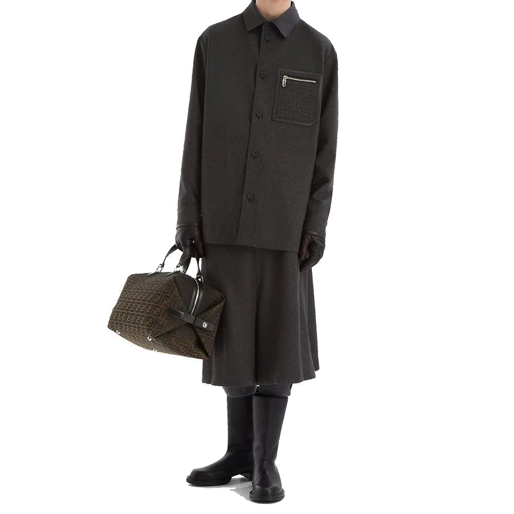 Fendi Gray Cashmere Full-Length Jacket
