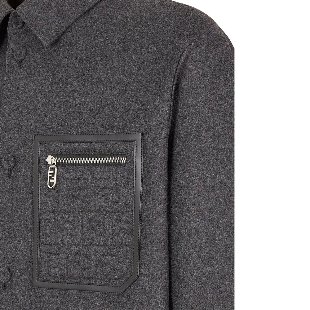 Fendi Gray Cashmere Full-Length Jacket