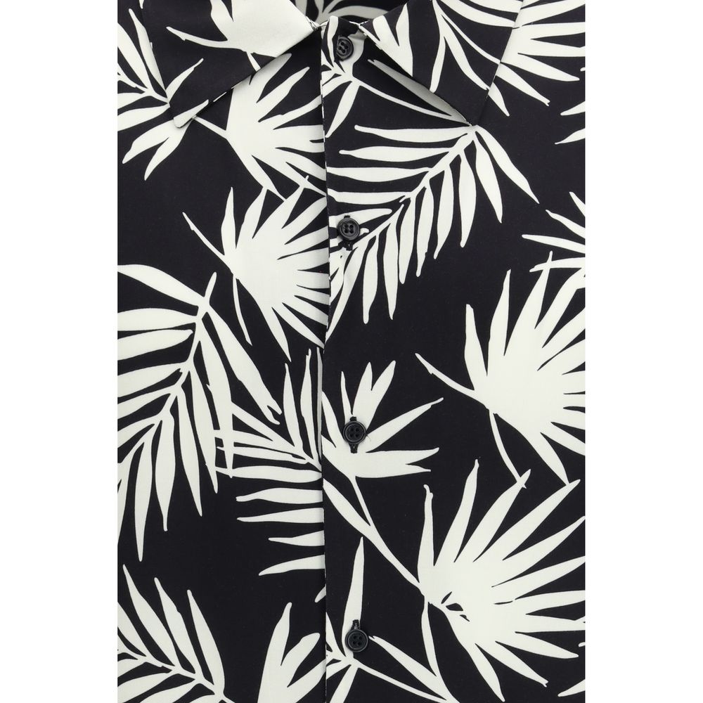 Laneus Black Viscose Pattern Shirt