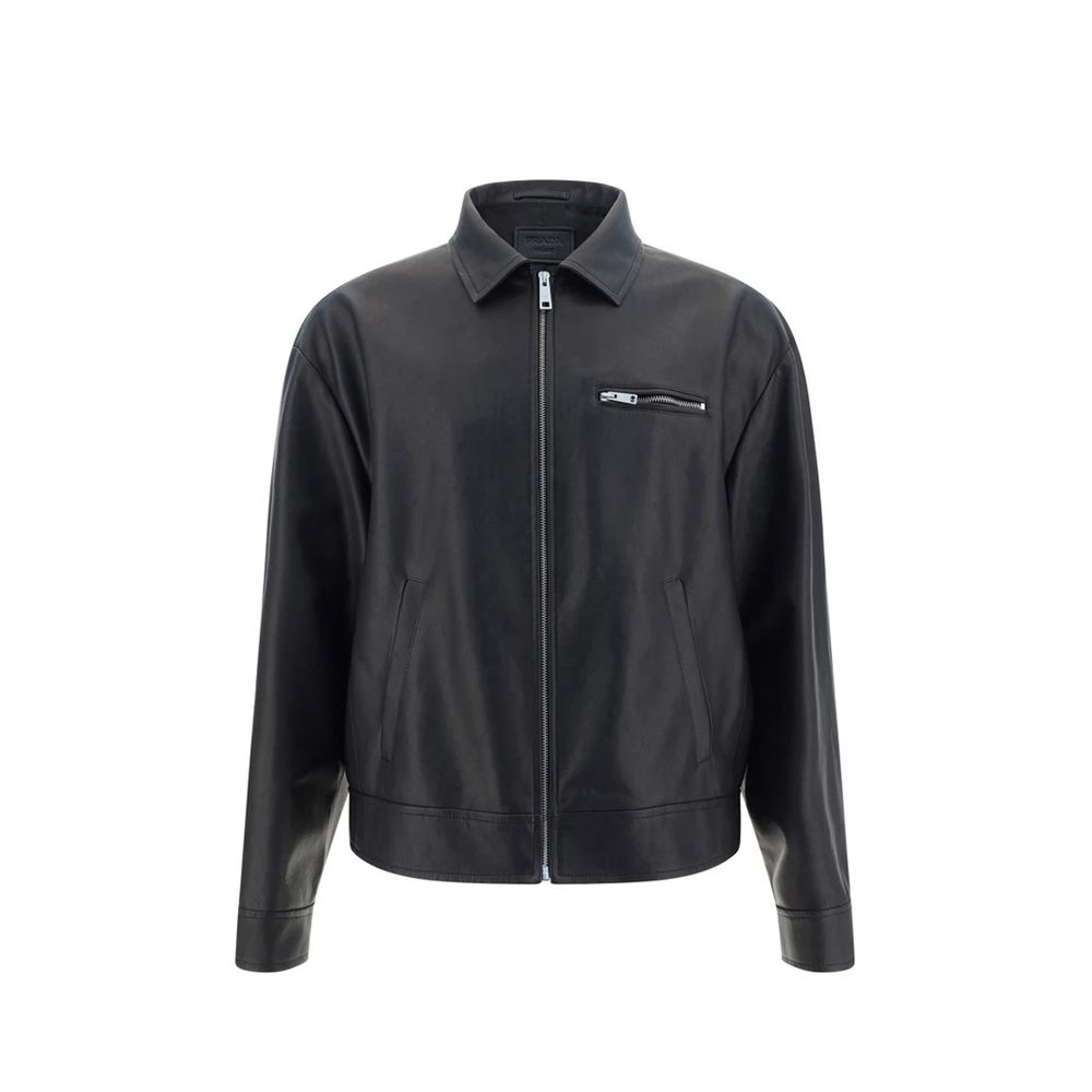 Prada Black Lamb Leather Leather Jacket