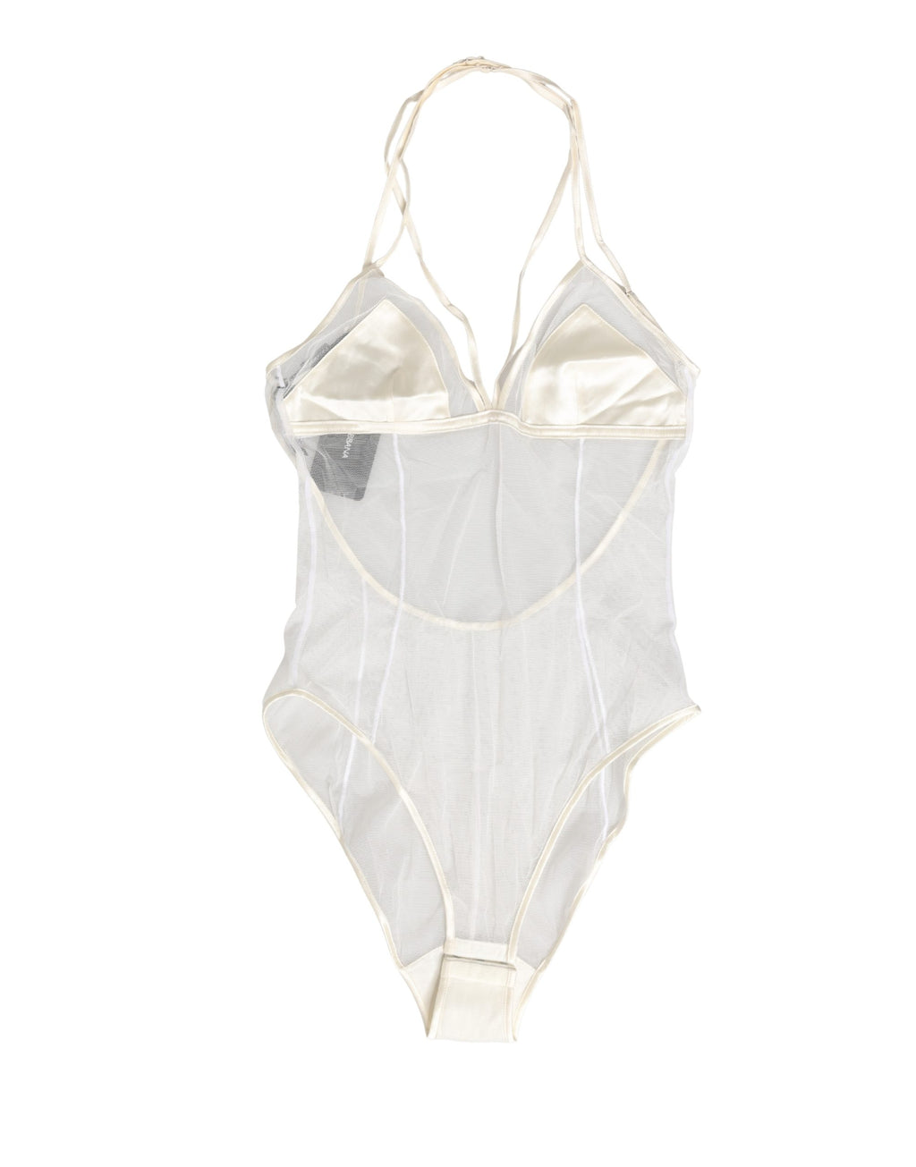 Dolce & Gabbana White Sheer Nylon Bodysuit Halterneck Underwear