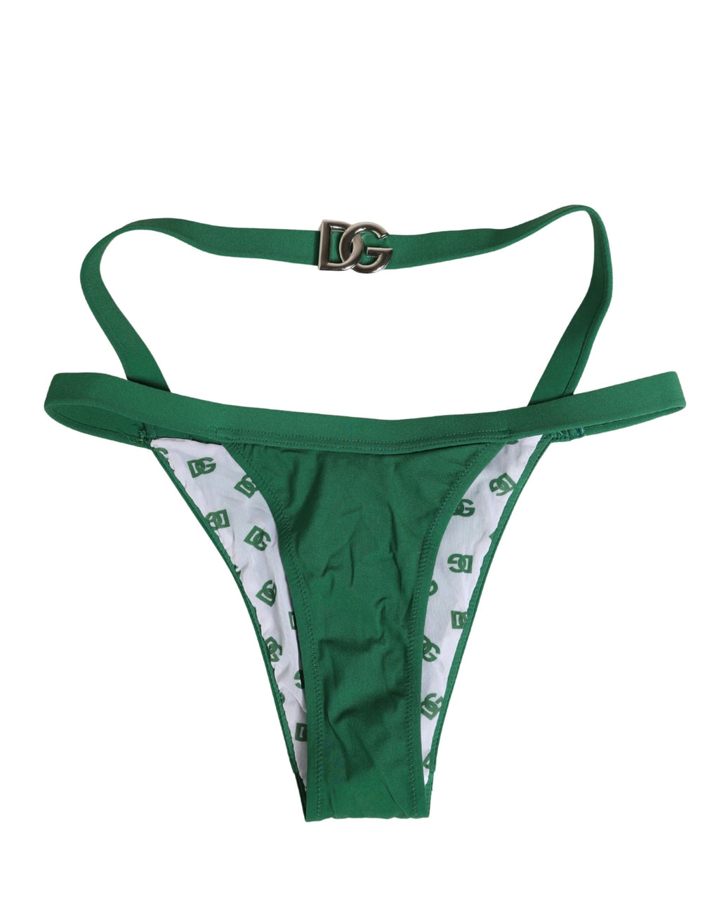 Dolce & Gabbana Green Logo Plaque Nylon Brief Panty Underwear