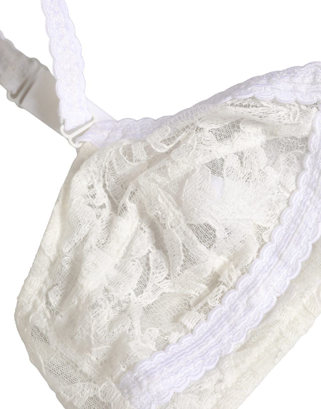 Dolce & Gabbana White Cotton Lace Wireless Soft Cup Bra Underwear