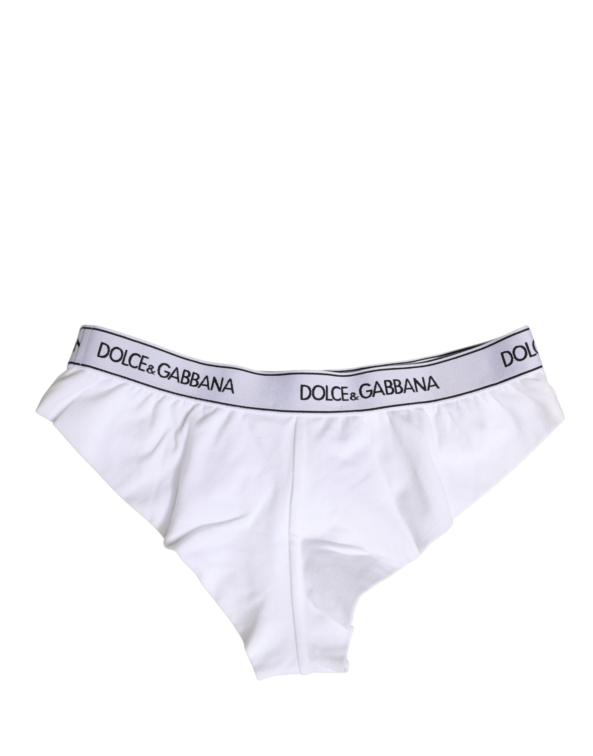 Dolce & Gabbana White Cotton Logo Waistband Brief Panty Underwear