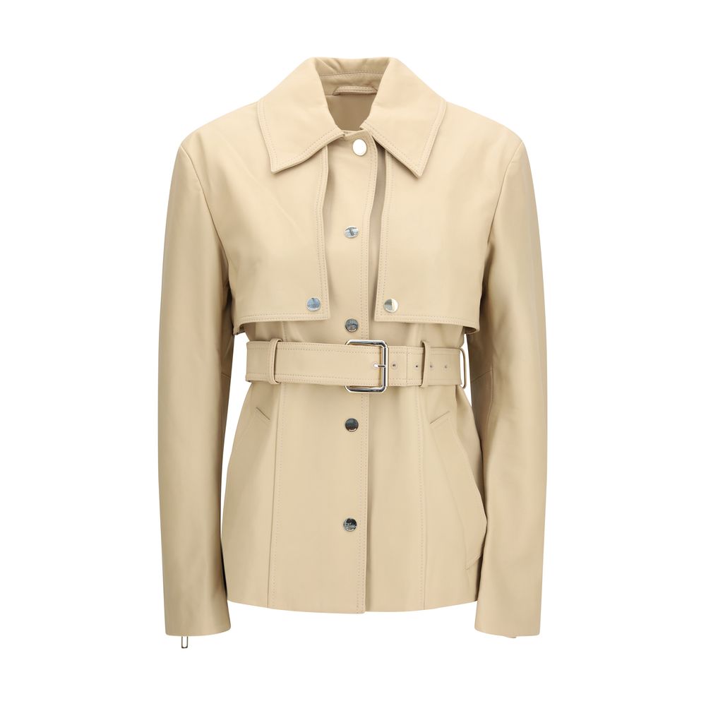 Max Mara Beige Lamb Ovis Aries Aries Leather Jacket