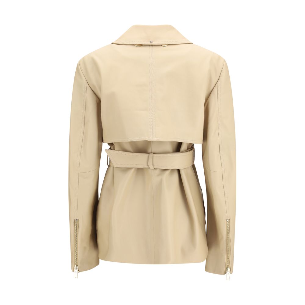 Max Mara Beige Lamb Ovis Aries Aries Leather Jacket