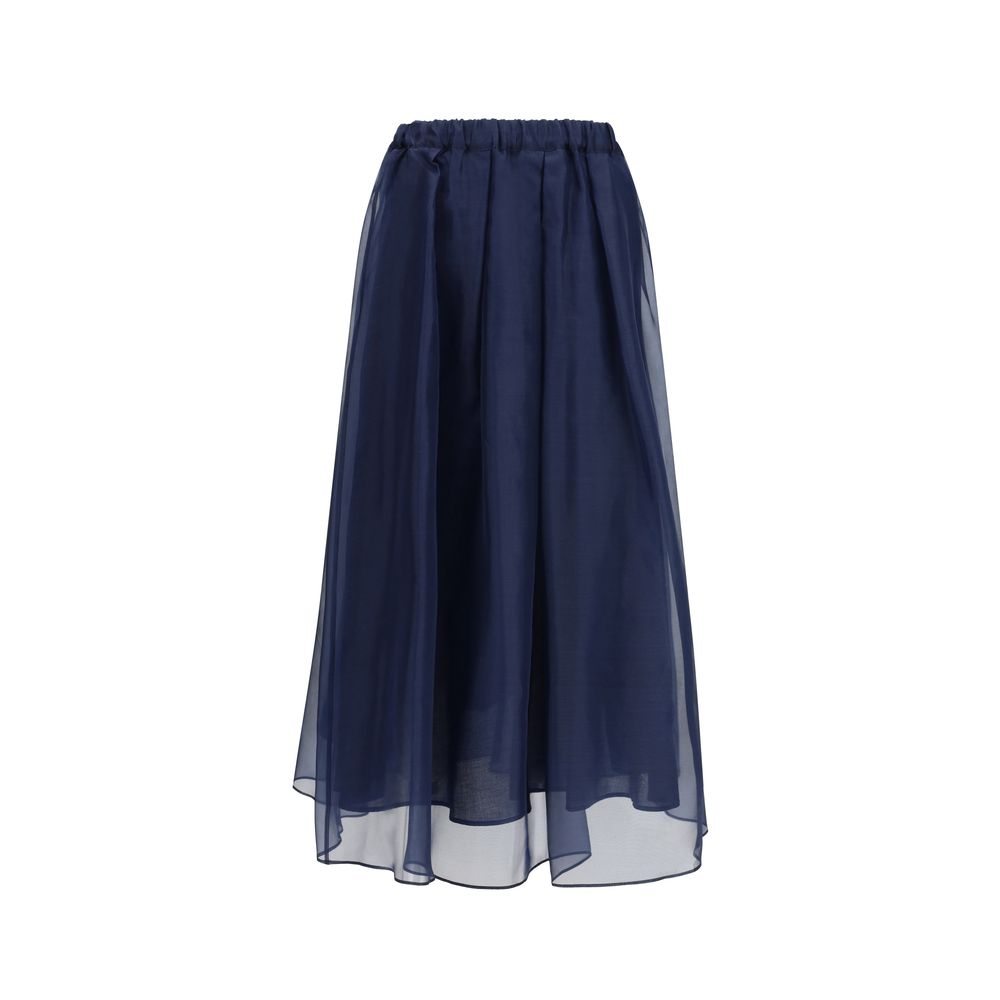 Max Mara Blue Cotton Long Skirt