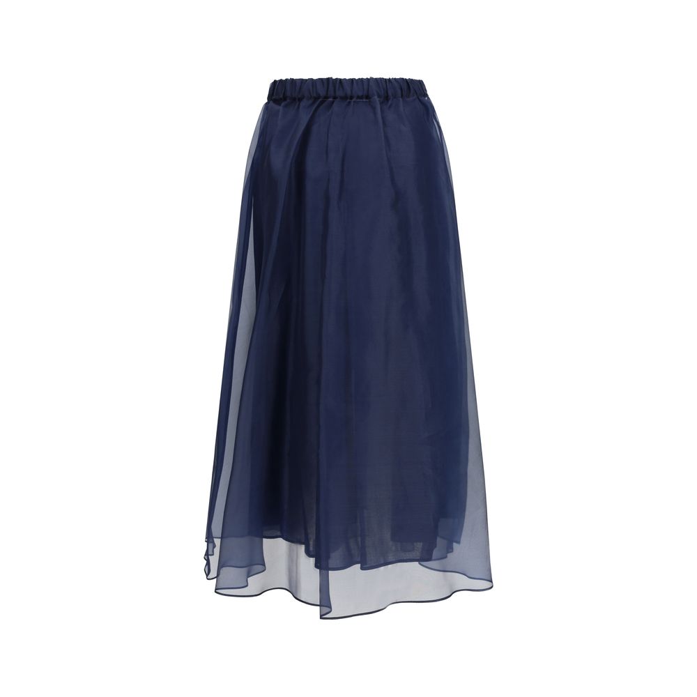 Max Mara Blue Cotton Long Skirt