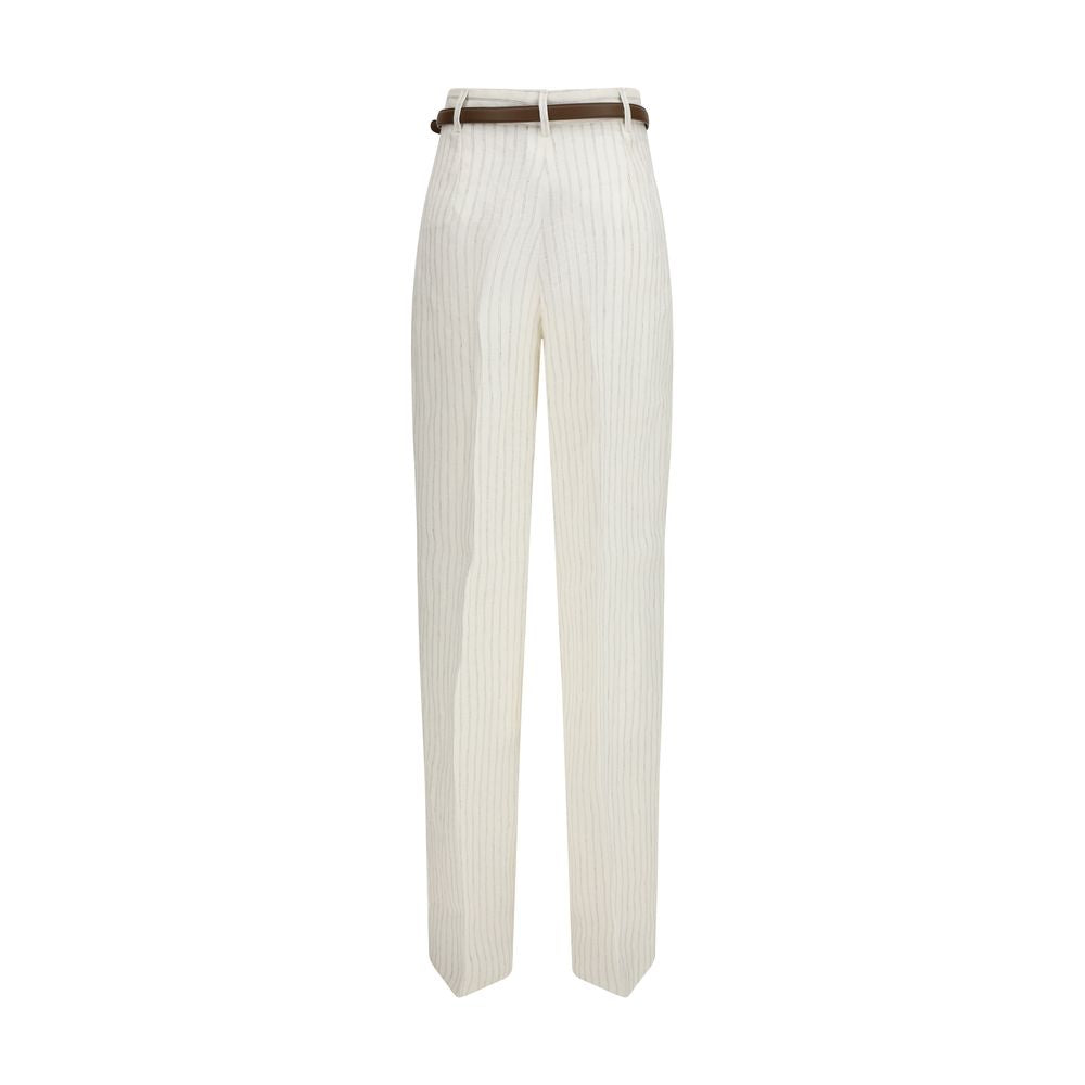 Max Mara Beige Linen Casual Pants