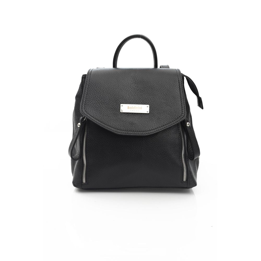Baldinini Trend Black Leather Women Backpack