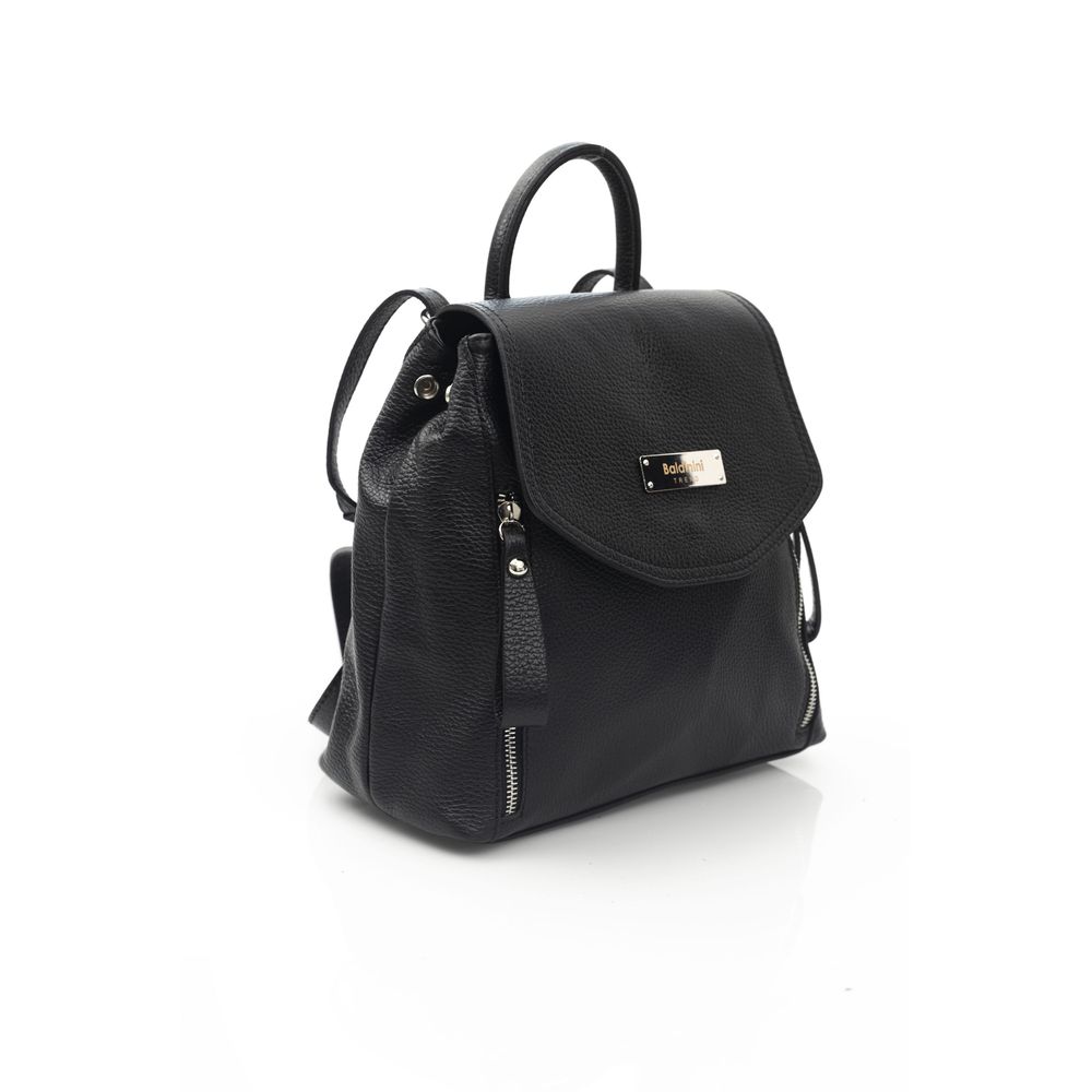 Baldinini Trend Black Leather Women Backpack