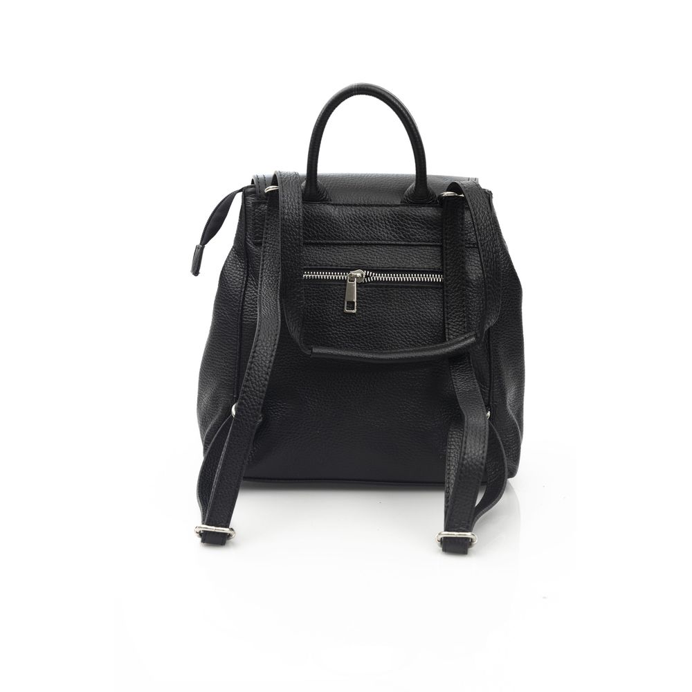 Baldinini Trend Black Leather Women Backpack
