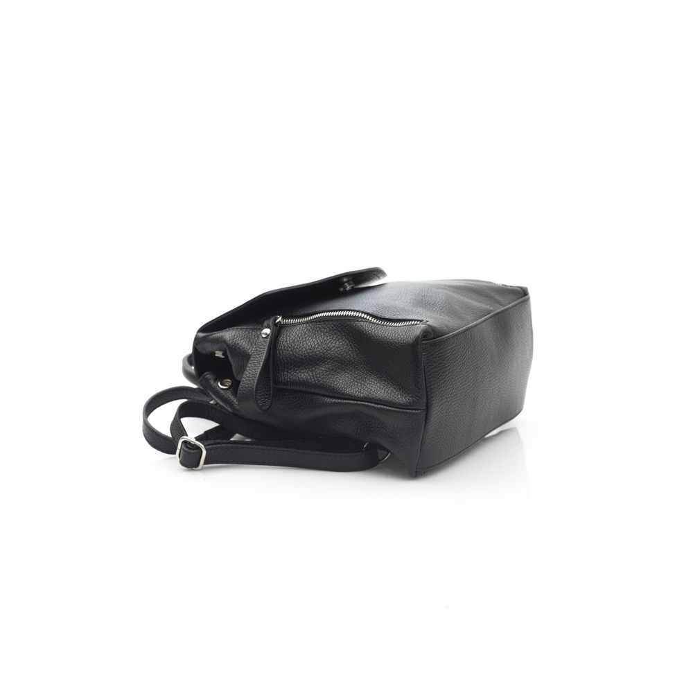 Baldinini Trend Black Leather Women Backpack