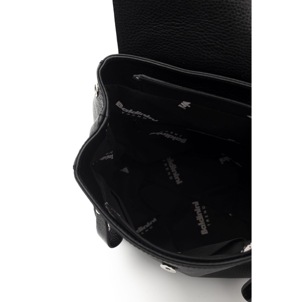 Baldinini Trend Black Leather Women Backpack