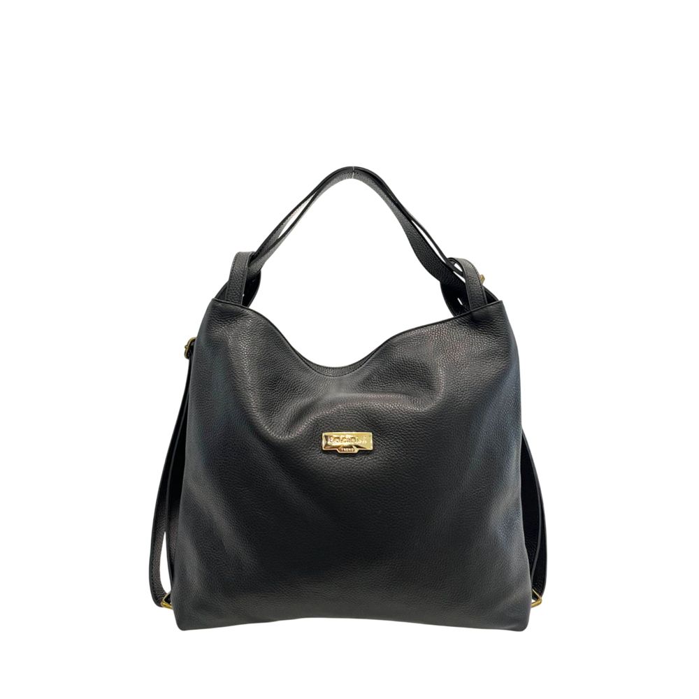 Baldinini Trend Black Leather Women Backpack