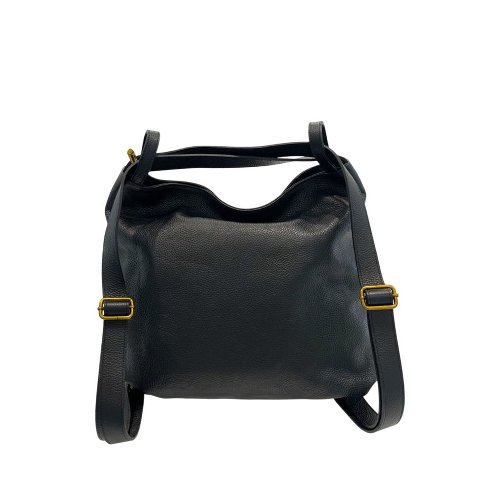 Baldinini Trend Black Leather Women Backpack