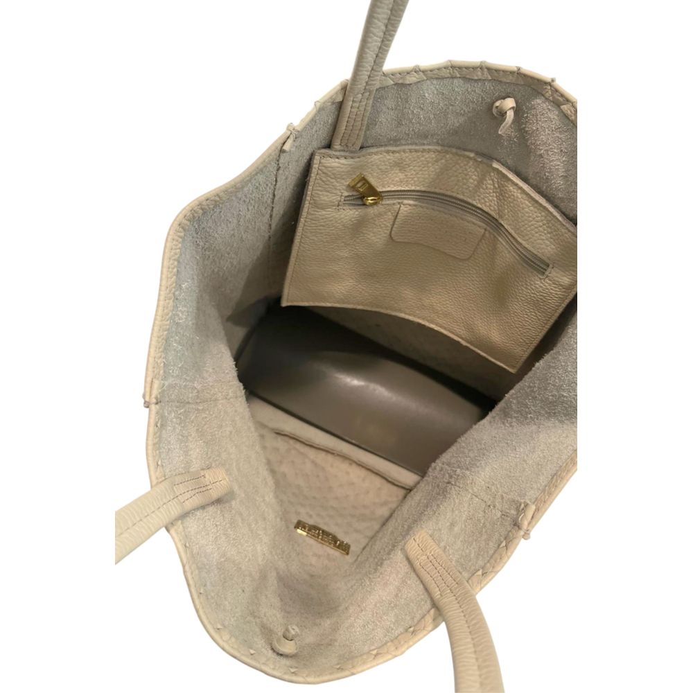 Baldinini Trend Beige Leather Women Shoulder Bag