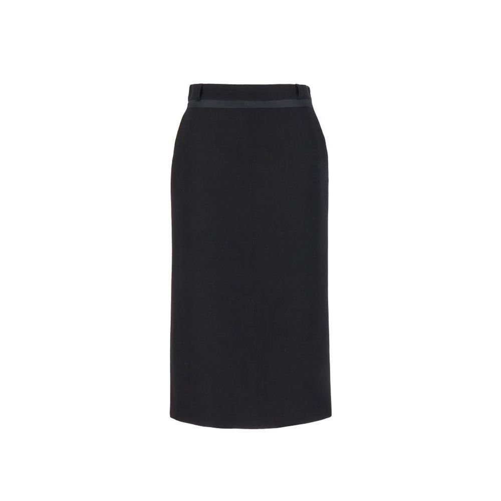 Fendi Black Virgin Wool Midi Skirt