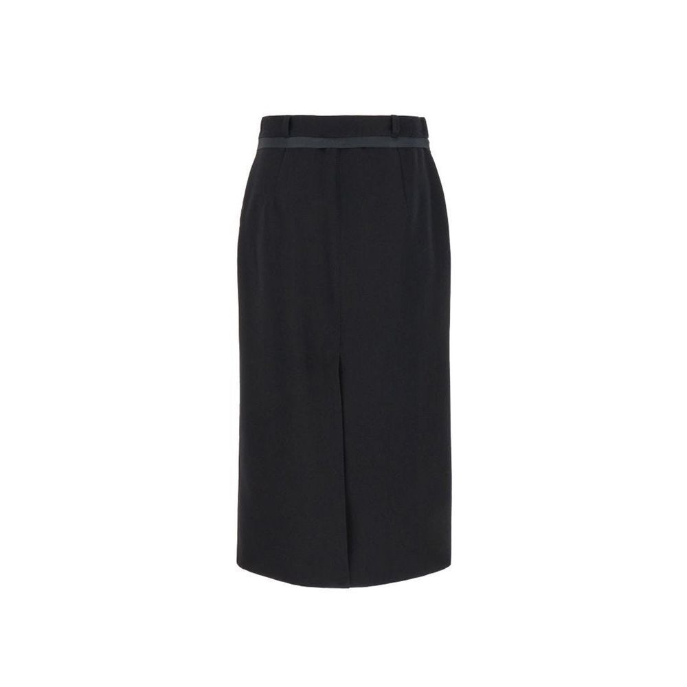 Fendi Black Virgin Wool Midi Skirt