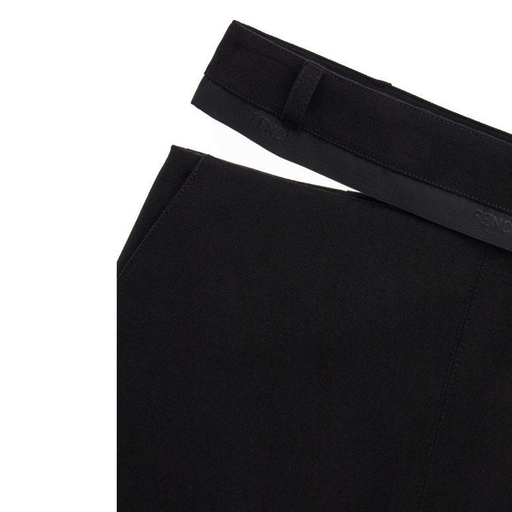 Fendi Black Virgin Wool Midi Skirt