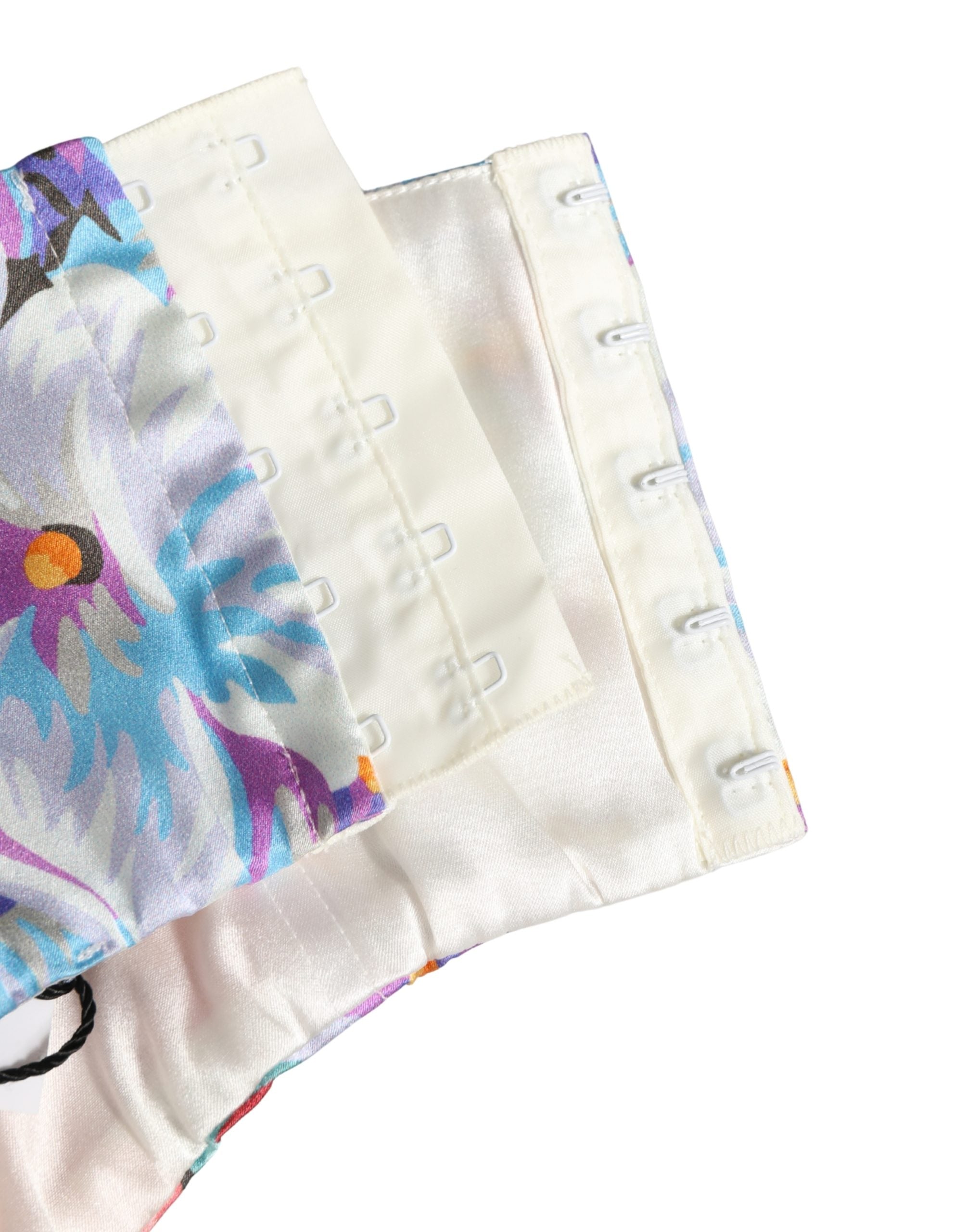 Dolce & Gabbana Multicolor Floral Print Silk Cropped Bustier Top