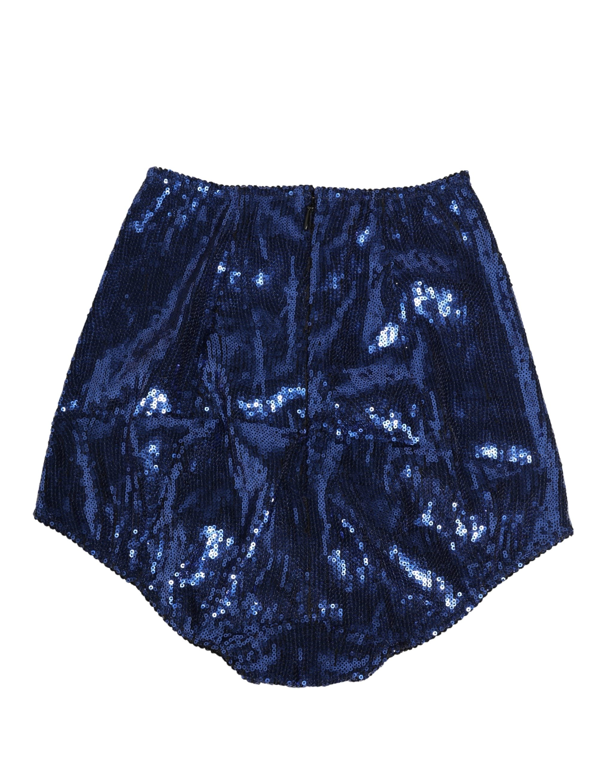 Dolce & Gabbana Blue Sequined High Waist Girdle Panty Underwear