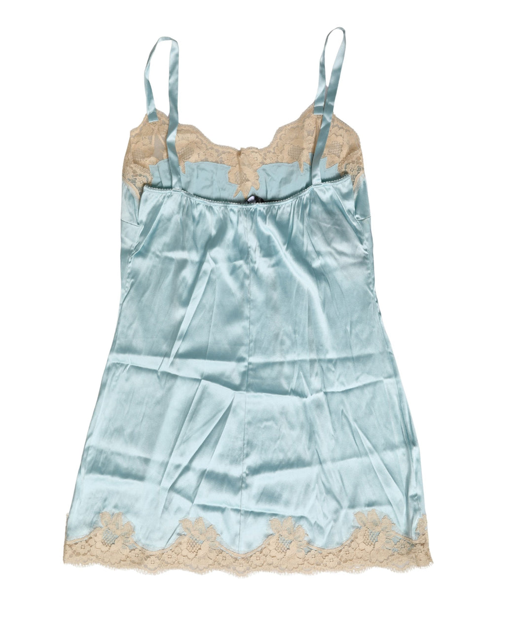 Dolce & Gabbana Blue Lace Silk Satin Tank Chemise Sleepwear