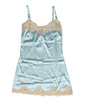 Dolce & Gabbana Blue Lace Silk Satin Tank Chemise Sleepwear