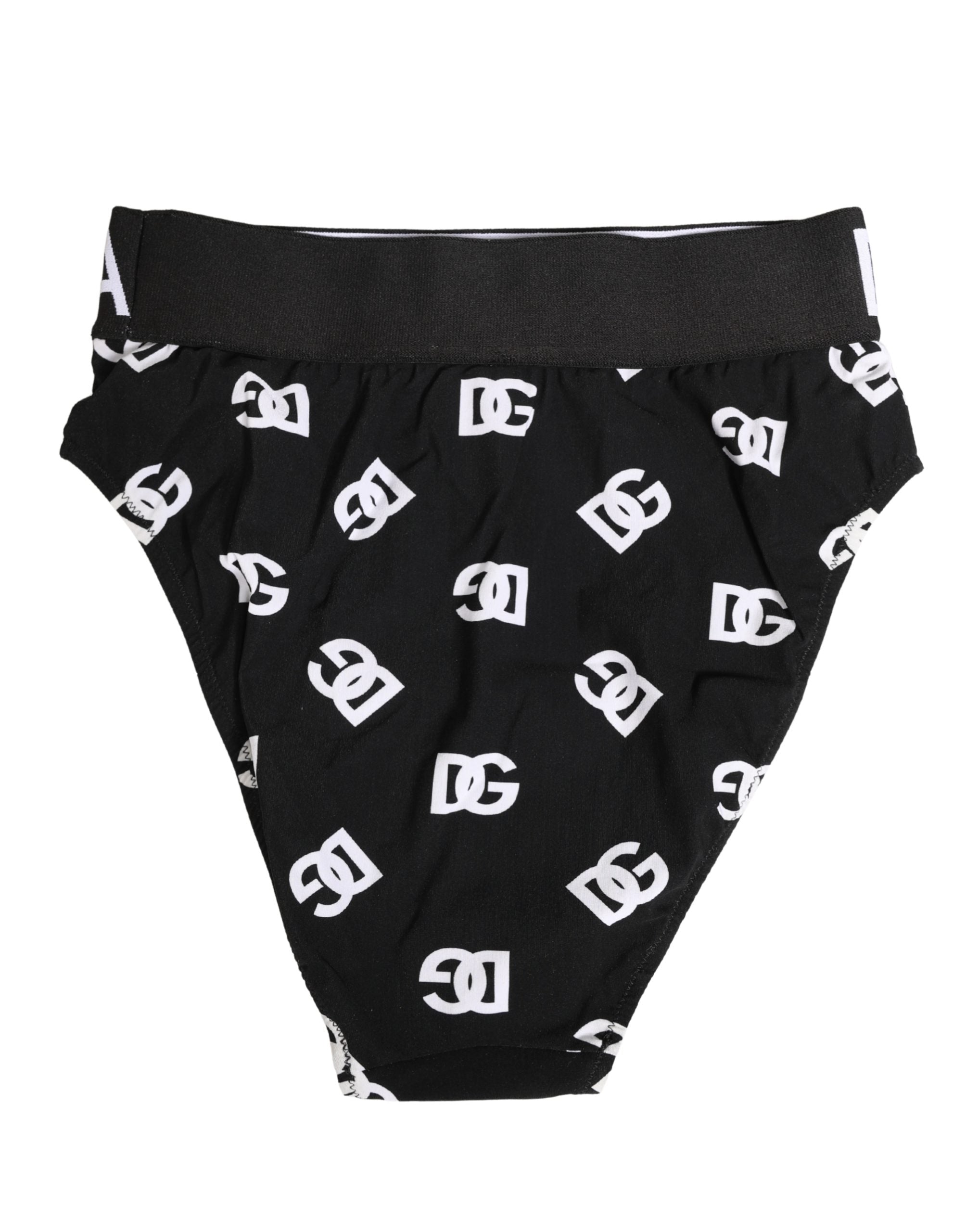 Dolce & Gabbana White Black Logo Waistband Midi Brief Underwear