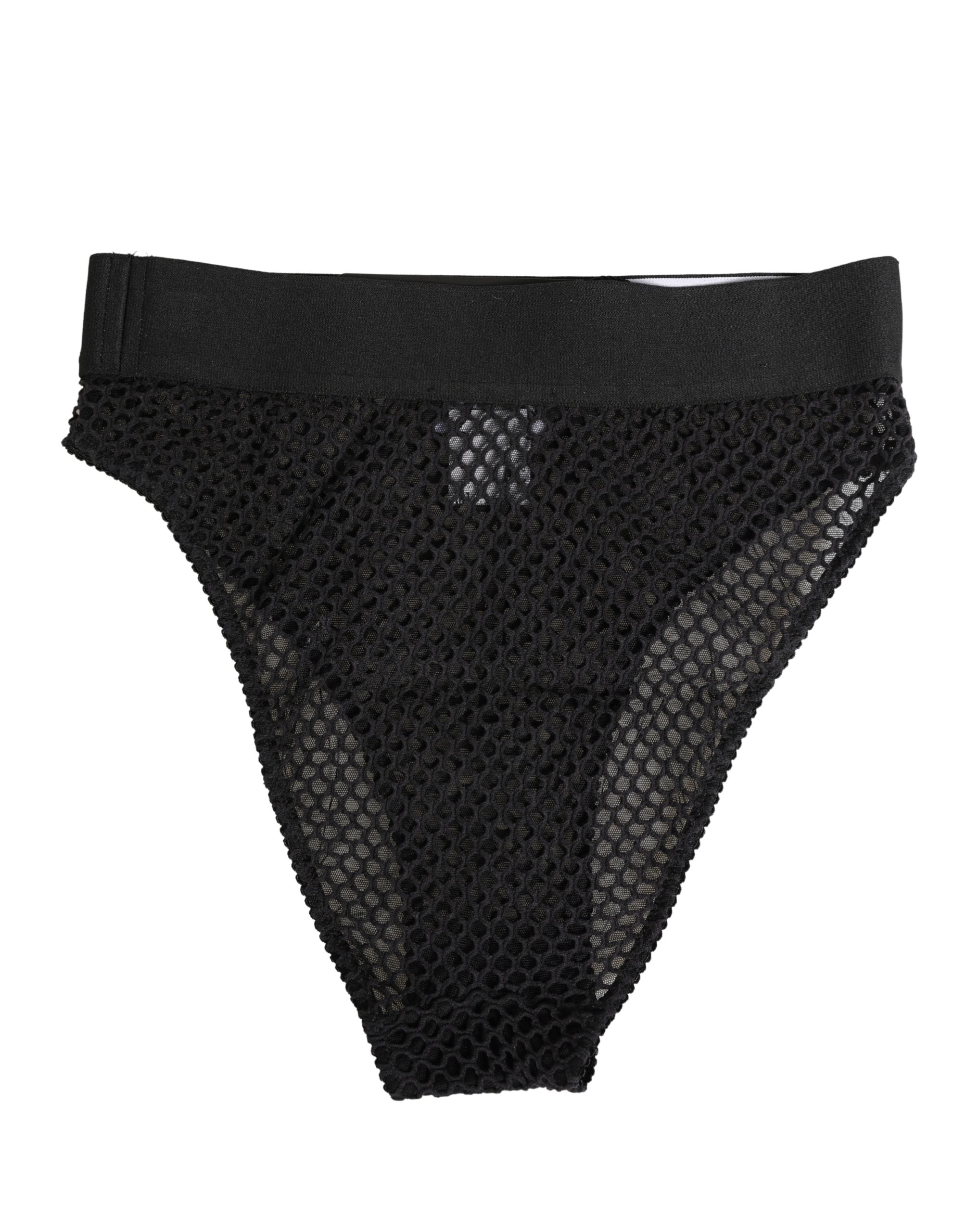 Dolce & Gabbana Black Cotton Mesh High Brief Panty Underwear