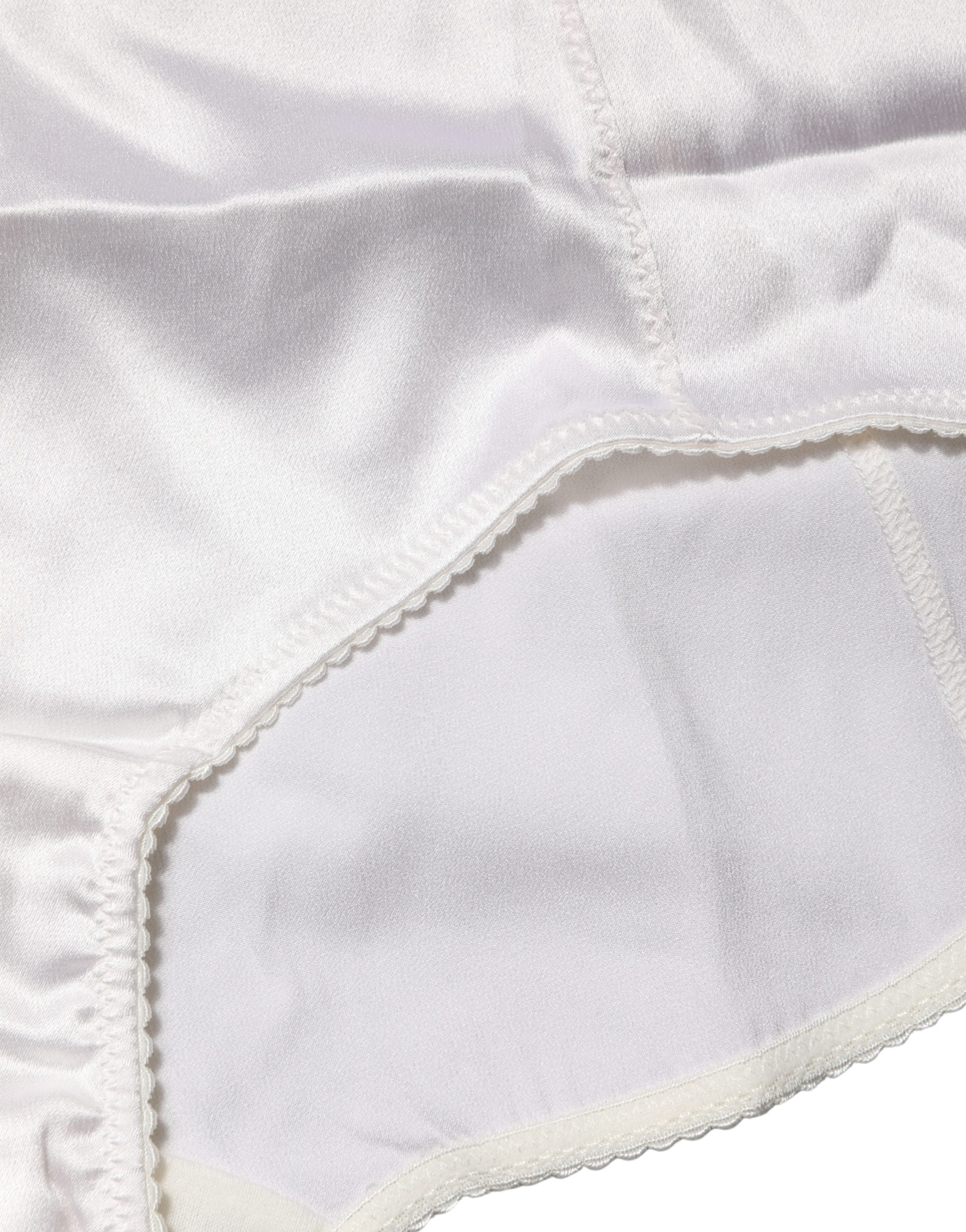 Dolce & Gabbana White Silk Blend High Waist Girdle Panty Underwear