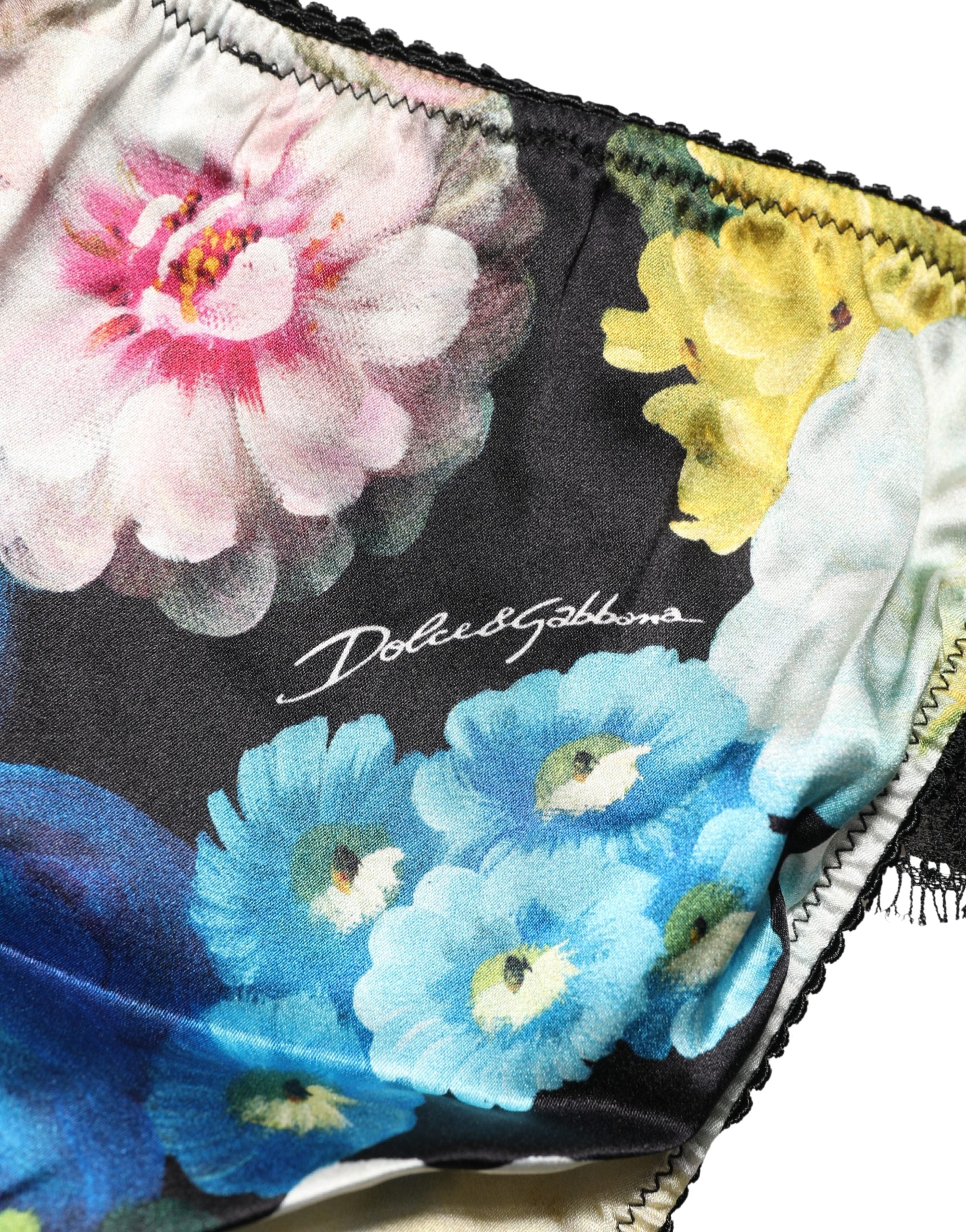 Dolce & Gabbana Black Floral Lace Mid Waist Brief Panty Underwear