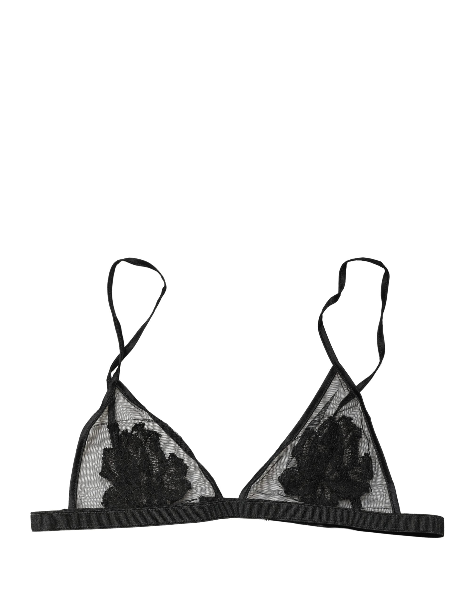 Dolce & Gabbana Black Floral Soft Cup Triangle Bra Underwear