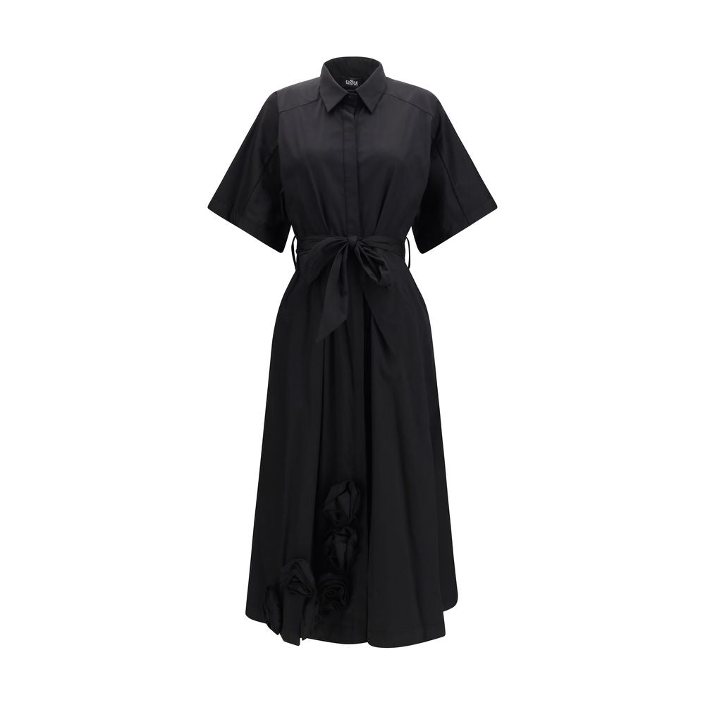 Ella Black Cotton Casual Dress