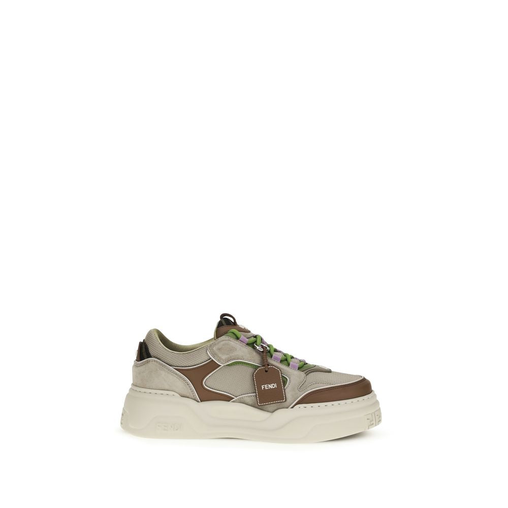 Fendi Brown Calf Leather Bos Taurus Chunky Sneakers
