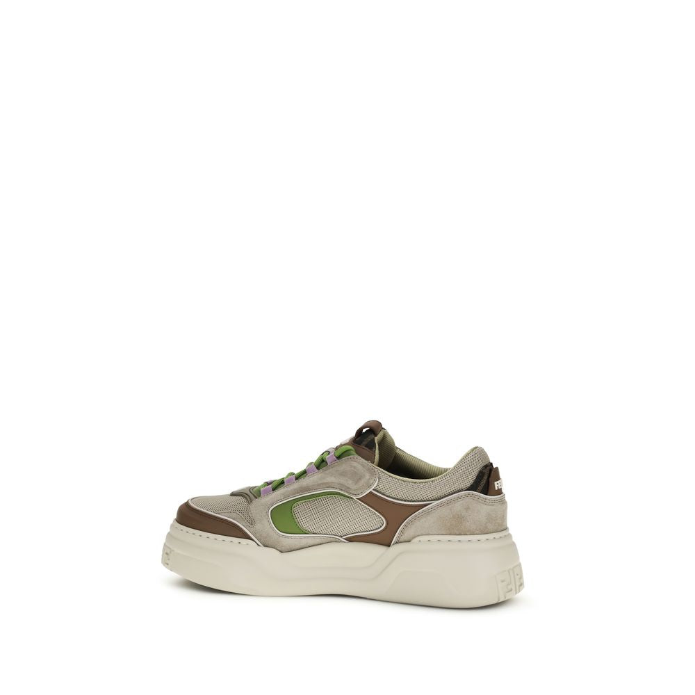 Fendi Brown Calf Leather Bos Taurus Chunky Sneakers