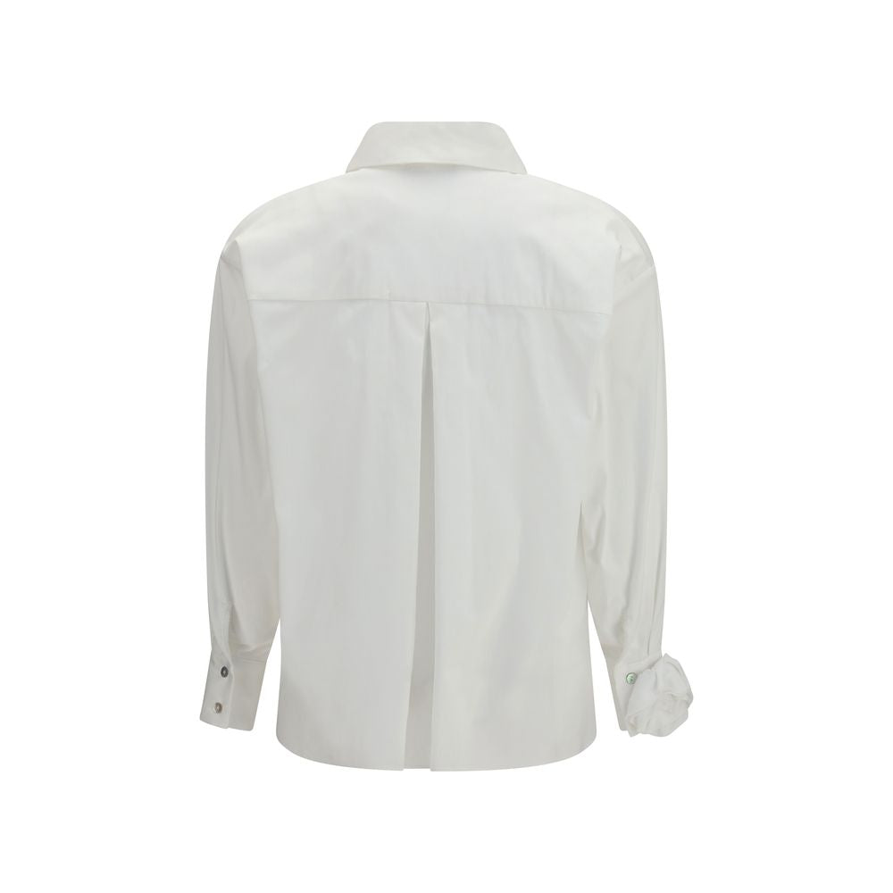 Ella White Cotton Pattern Shirt