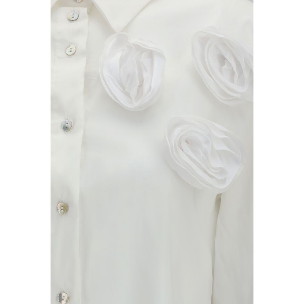 Ella White Cotton Pattern Shirt